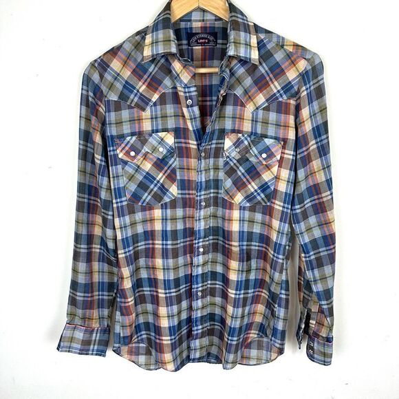 Levi’s Big E VTG Plaid Pearl Snap Shirt Women’s S Read - Picture 1 of 8